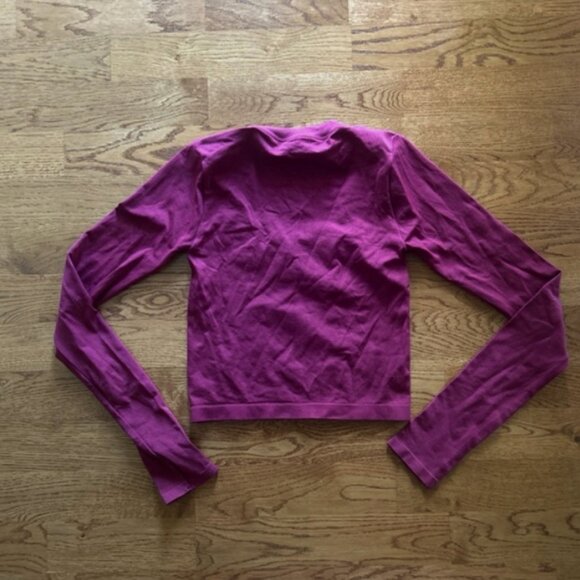 Free People Intimately Tee Scoop Crop Top Long Sleeve Seamless  XS/S Berry Wine - Picture 2 of 4